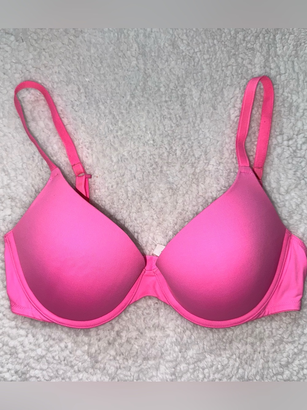 Vintage Y2K 2010 Victoria's Secret Vibrant Bright Pink Push Up Bra Size 34D